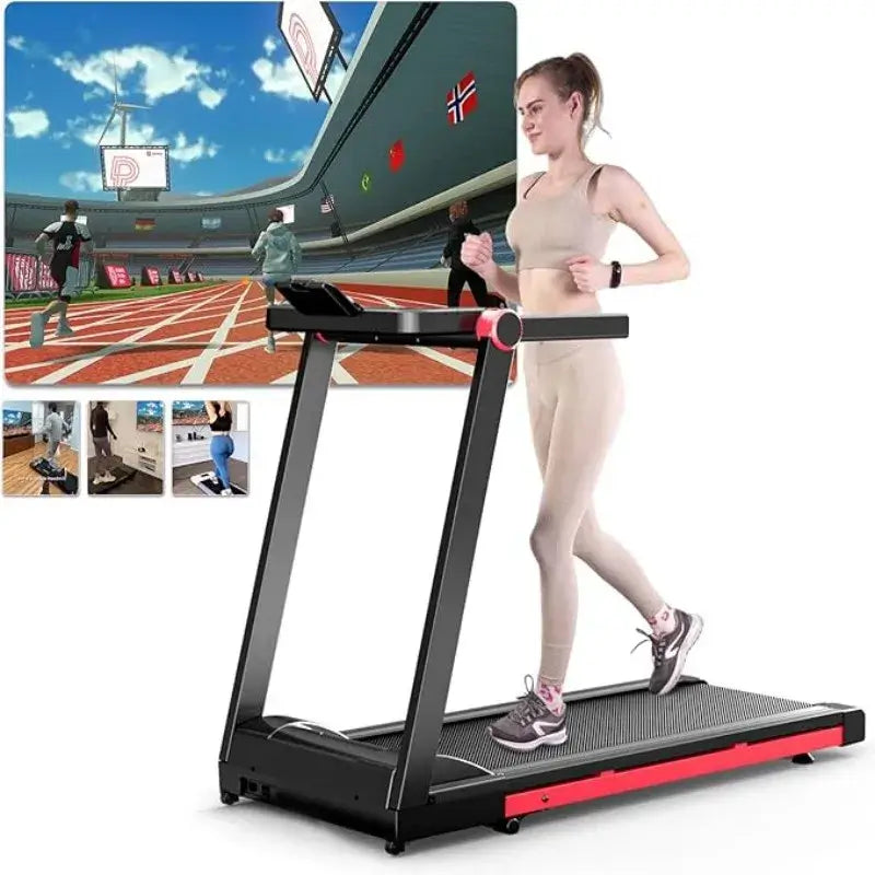 Treadmill with screen displaying