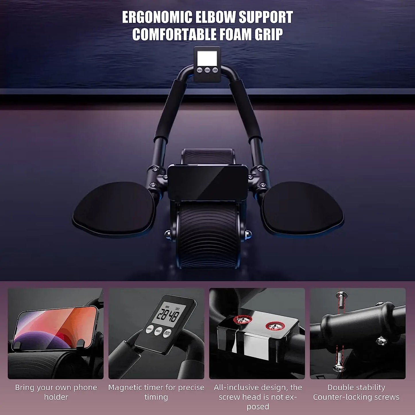 Ab Roller w/ Elbow Support & Counter | FitNest UK