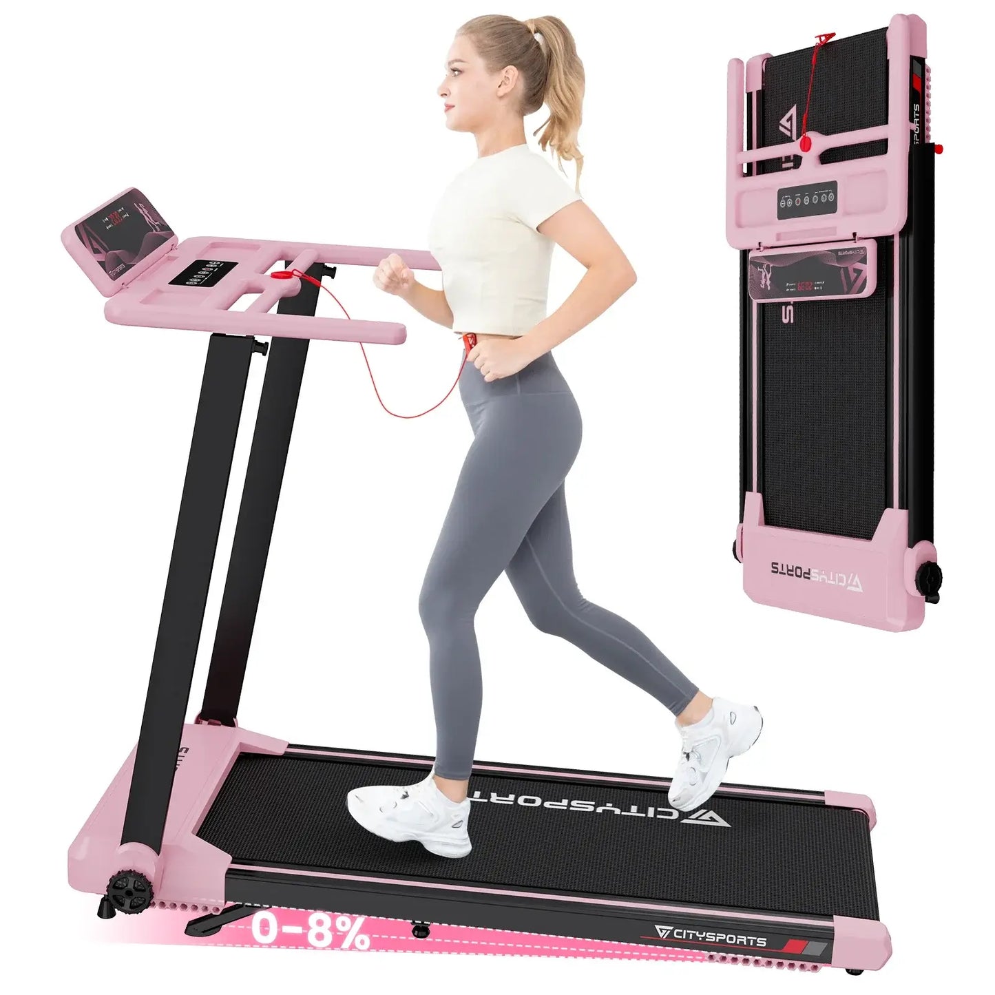CITYSPORTS PRO Folding Treadmill w/ Auto Incline | FitNest UK