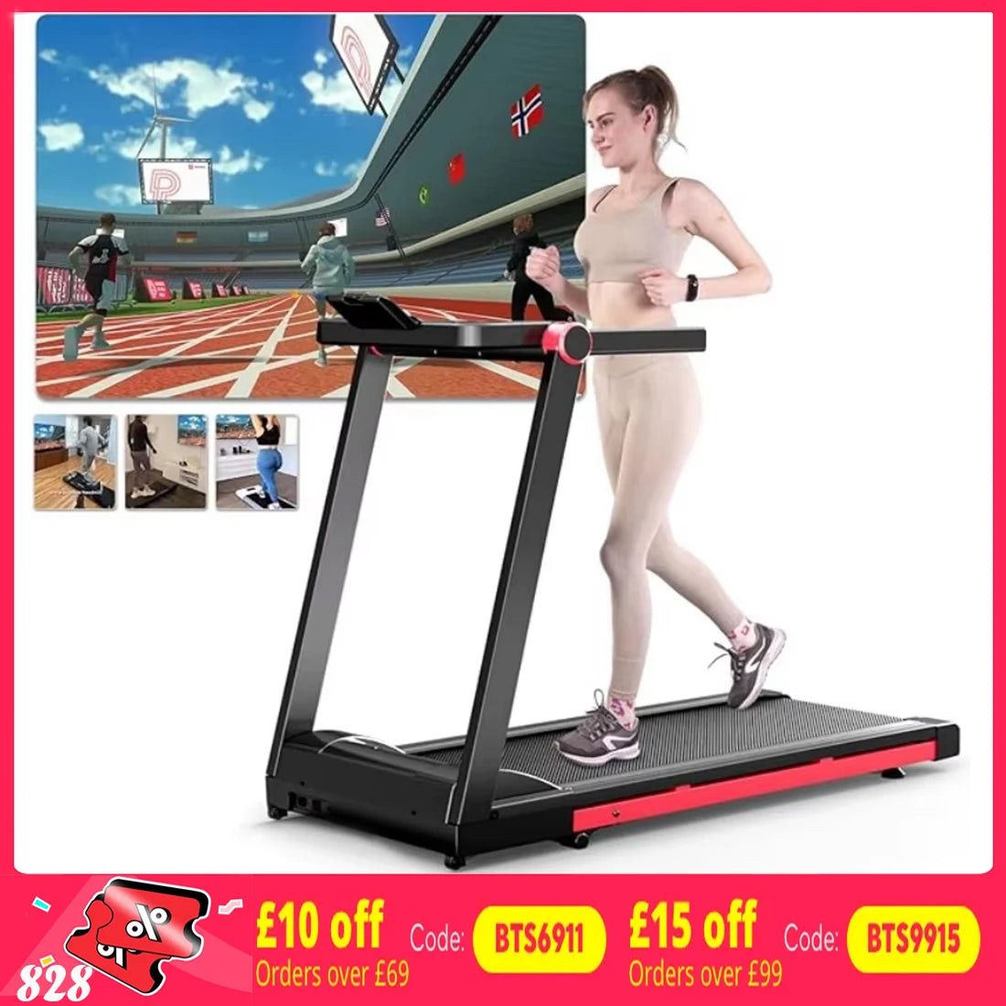 3HP Foldable Electric Treadmill - Quiet & Remote | FitNest UK