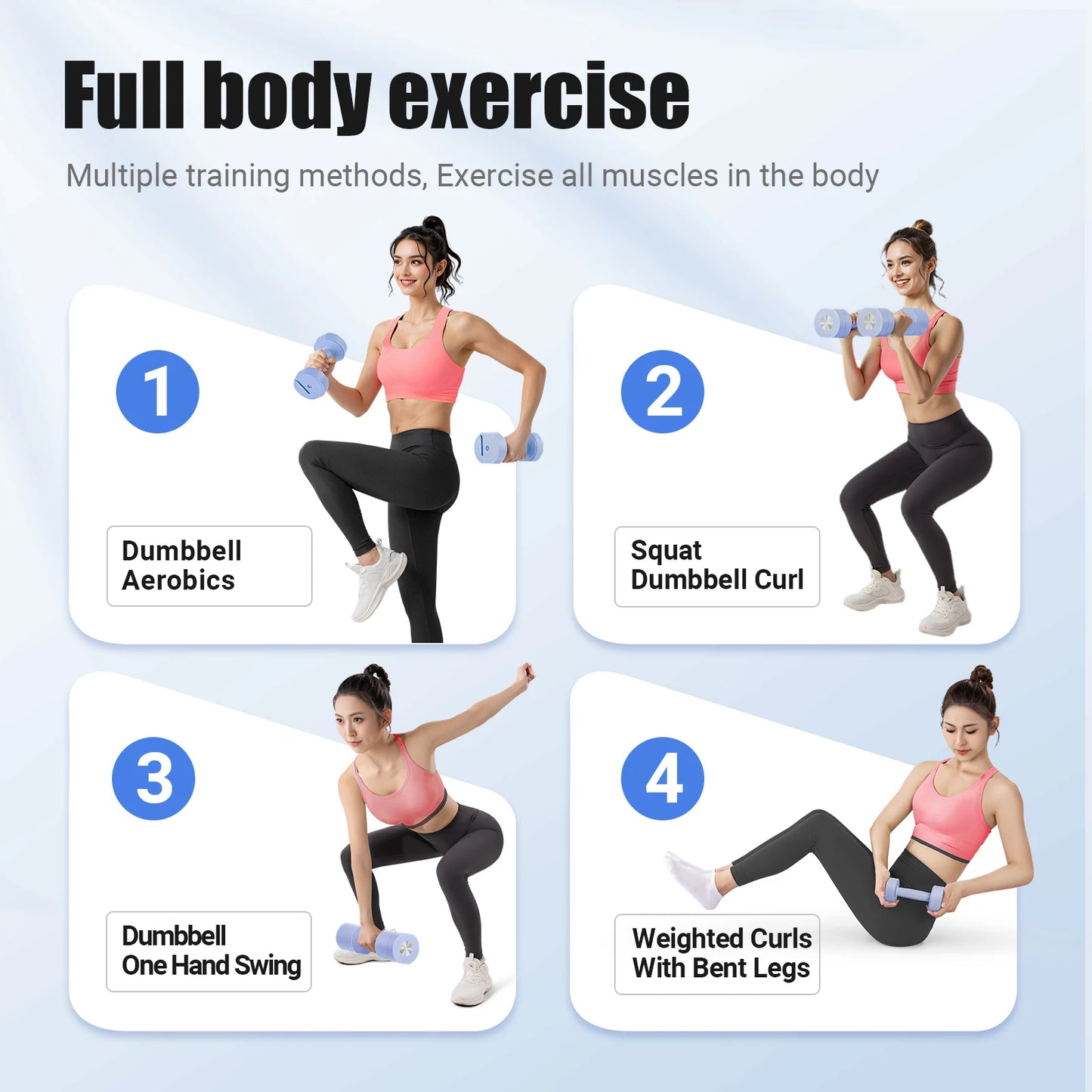 Adjustable Dumbbell Set of 2 – 4-in-1 Hand Weights