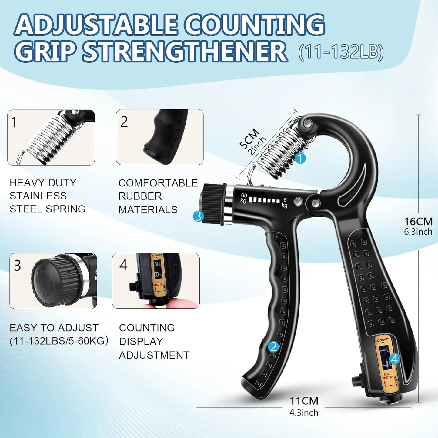 Grip Strength Trainer Kit - Hand Gripper Set | FitNest UK