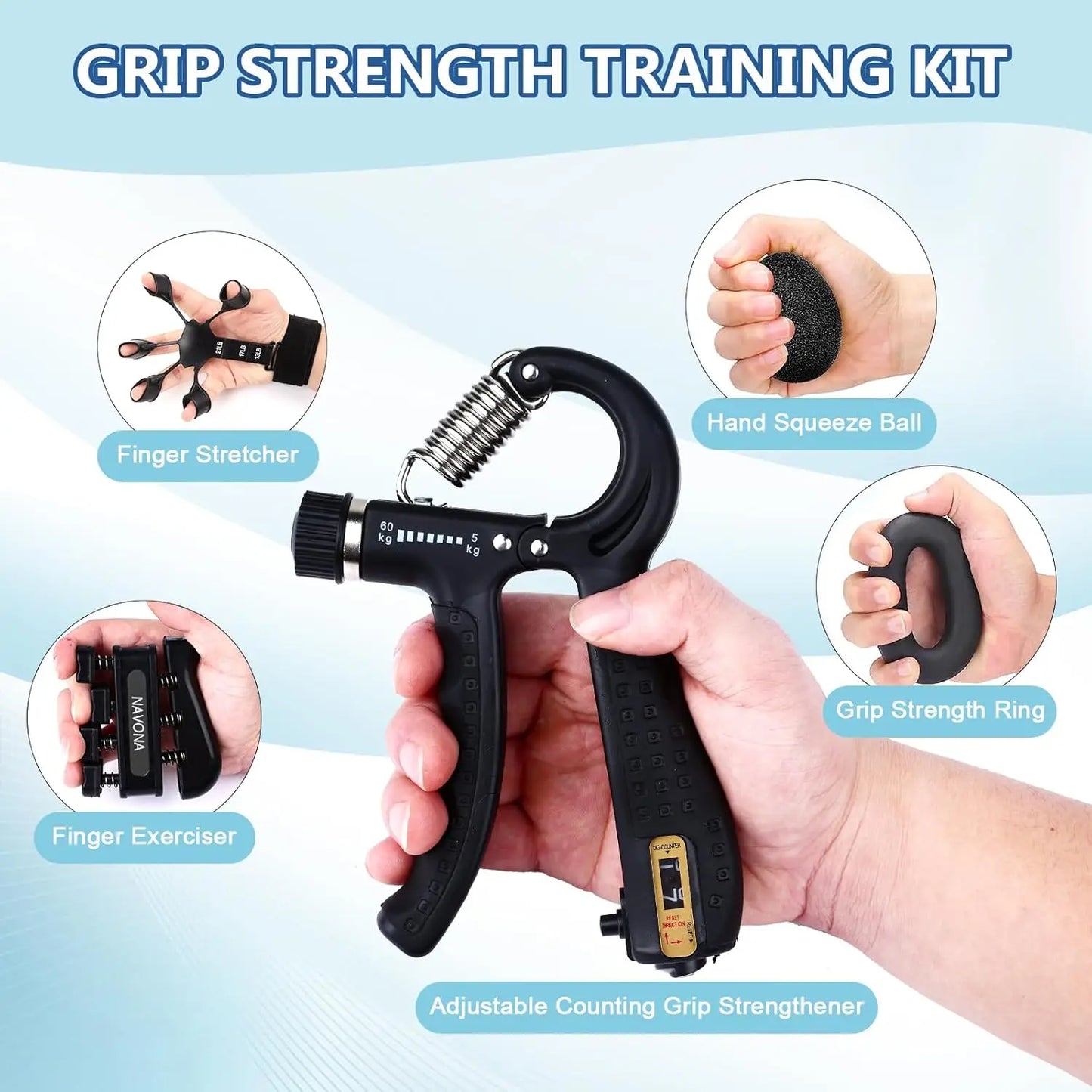 Grip Strength Trainer Kit - Hand Gripper Set | FitNest UK