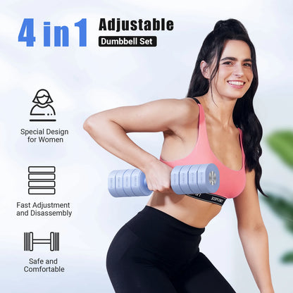 Adjustable Dumbbell Set of 2 – 4-in-1 Hand Weights