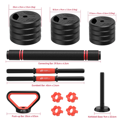 3-in-1 Adjustable Dumbbell & Barbell Set – 20kg | FitNest