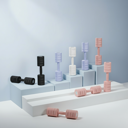 Adjustable Dumbbell Set of 2 in blue, pink, black, or white – non-slip 4-in-1 hand weights for home workouts