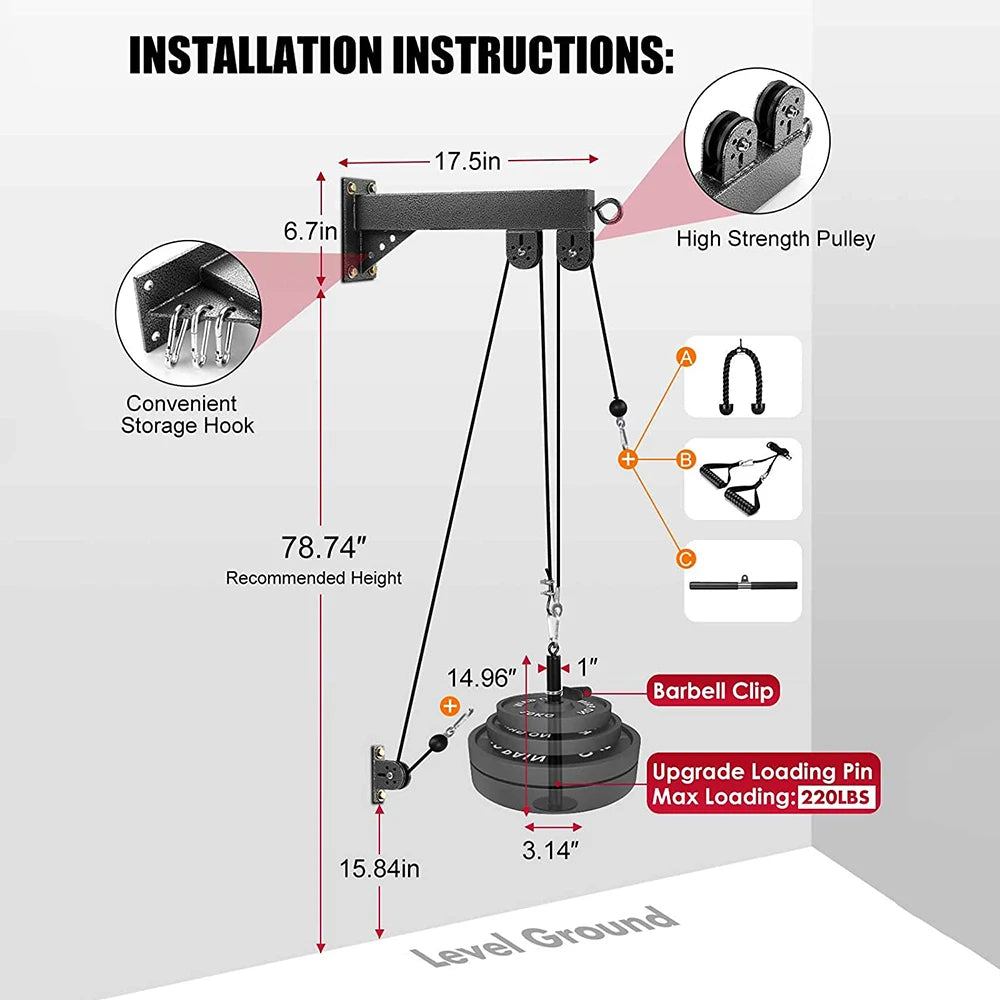 Wall-Mounted Pulley Cable System - Home Gym | FitNest UK