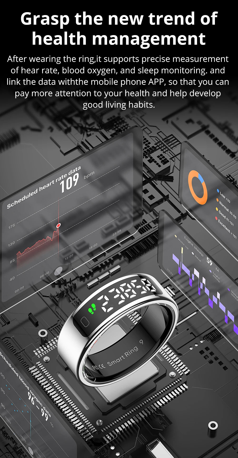 R12 Smart Ring  Waterproof Health Ring | FitNest UK