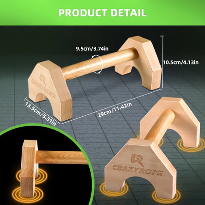 Wooden Push-Up Bar Stands - Non-Slip Handles | FitNest UK
