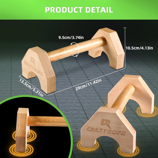 Wooden Push-Up Bar Stands - Non-Slip Handles | FitNest UK