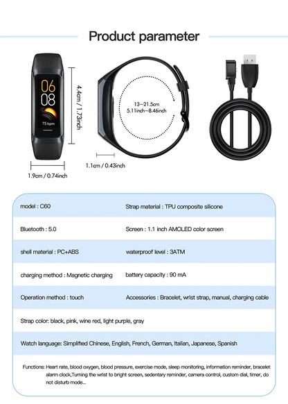 LIGE AMOLED Smartwatch  Waterproof Fitness | FitNest UK