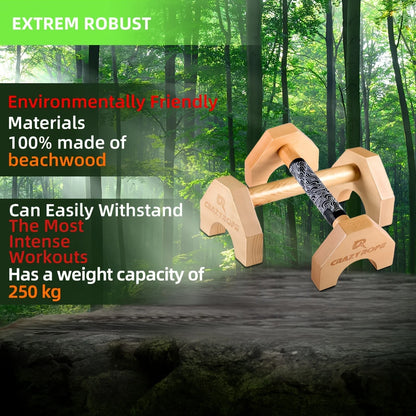 Wooden Push-Up Bar Stands - Non-Slip Handles | FitNest UK