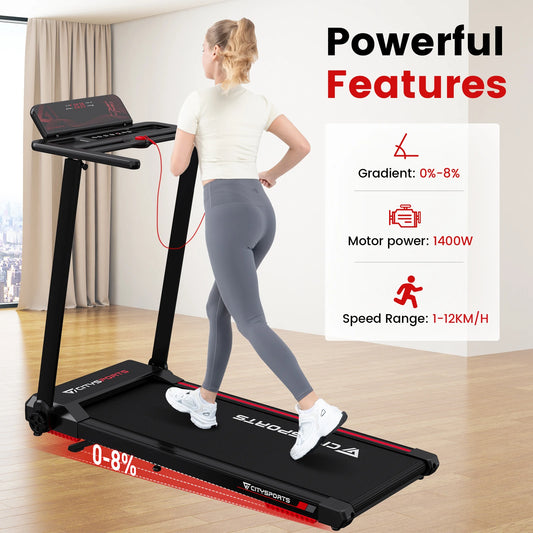 CITYSPORTS PRO Folding Treadmill w/ Auto Incline | FitNest UK