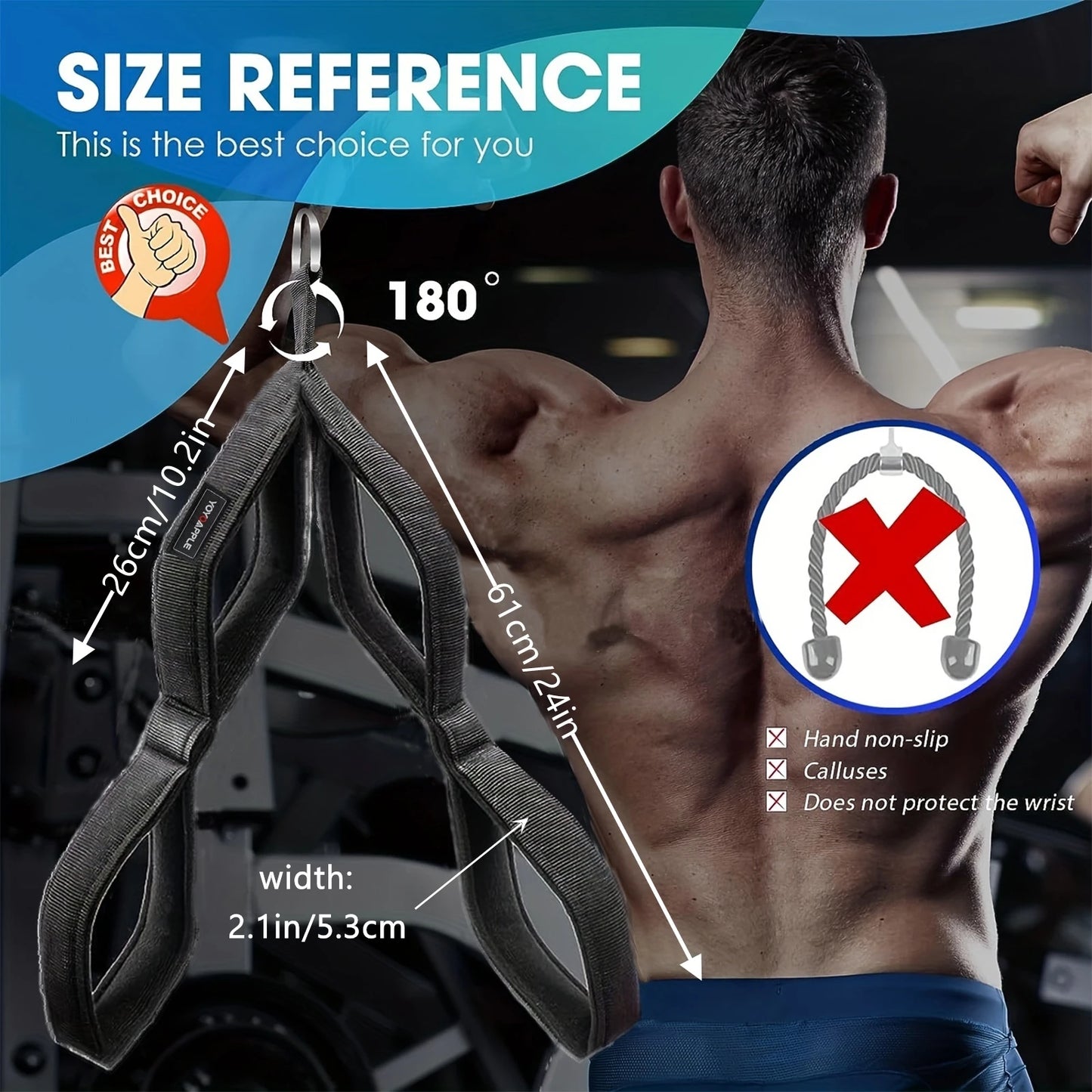 Tricep Training Rope - Cable Attachment Handles | FitNest UK