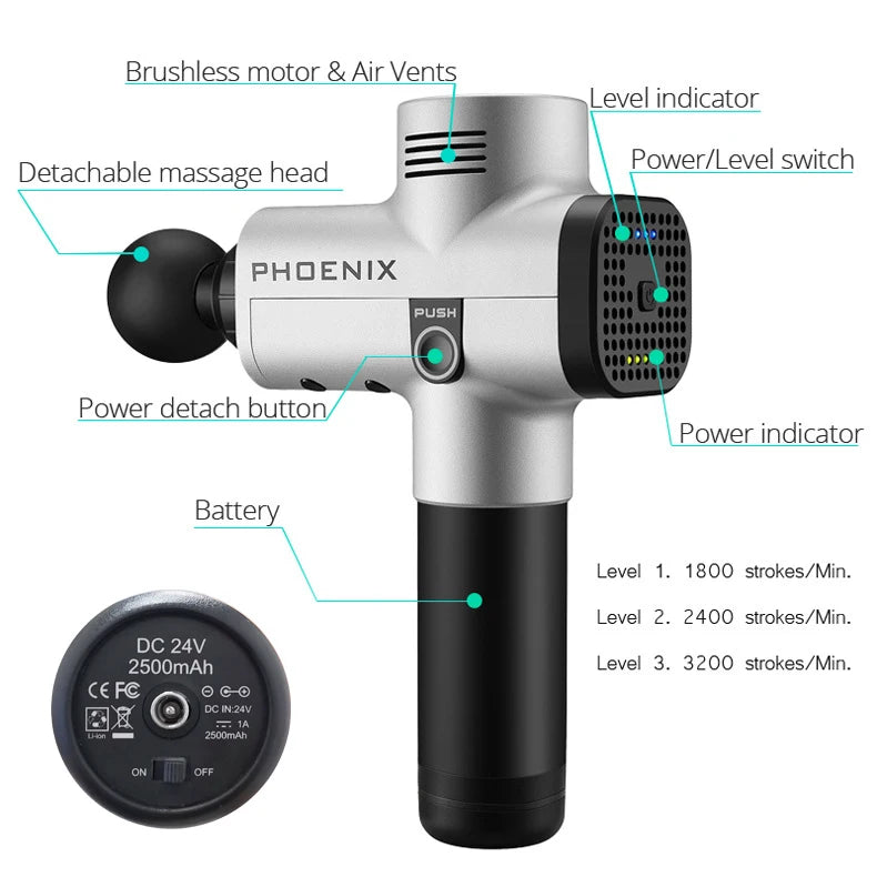 Phoenix A2 Massage Gun  Deep Tissue Massager | FitNest UK