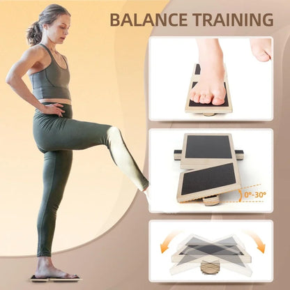 Single Foot Balance Board - Wooden Ankle Trainer | FitNest UK