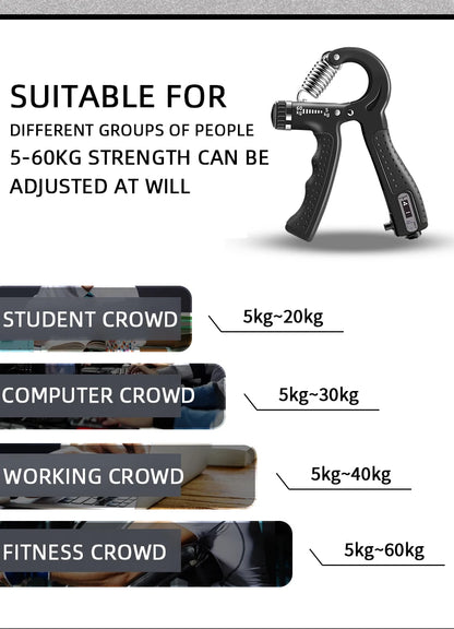 Adjustable Hand Grip Strengthener w/ Counter | FitNest UK