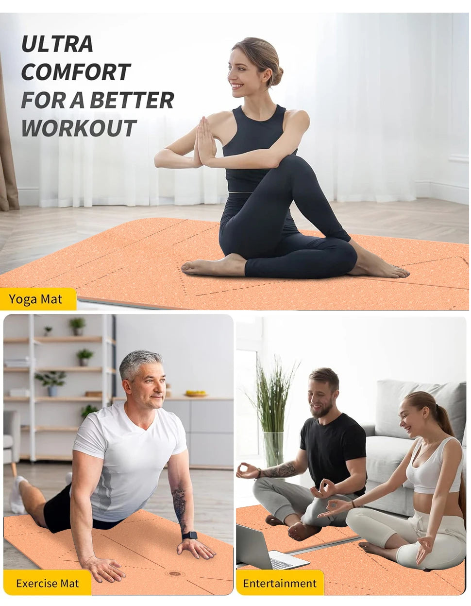 WESTTUNE Eco Yoga Mat - Non-Slip Exercise | FitNest UK